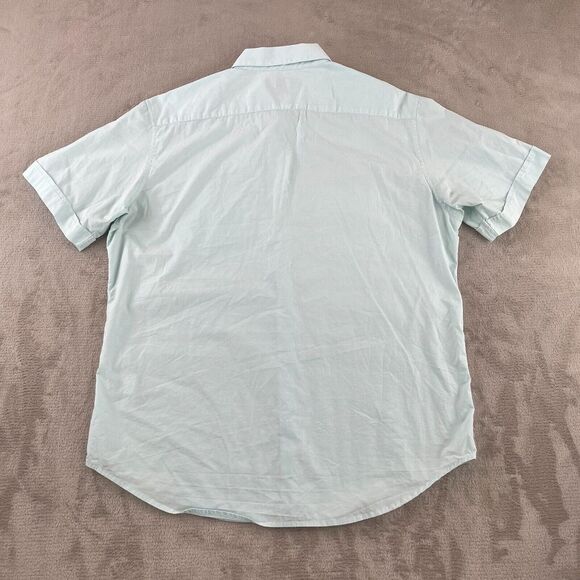 Banana Republic Shirt Men Large Turquoise‎ Neat Weave Flap Pockets Stretch NWOT - Picture 4 of 8